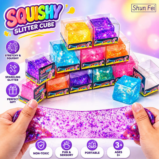 Squishy Glitter Cube