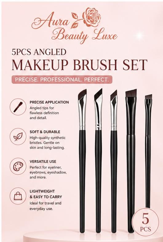 Aura Beauty Luxe 5-Piece Precision Angled Makeup Brush Set