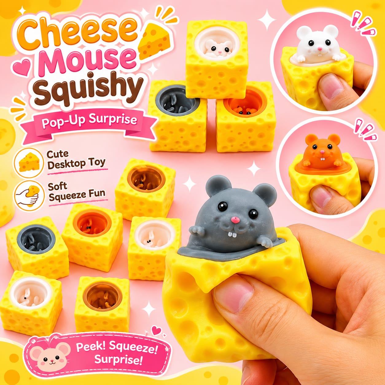 Cheese Mouse Squishy Pop-Up Surprise