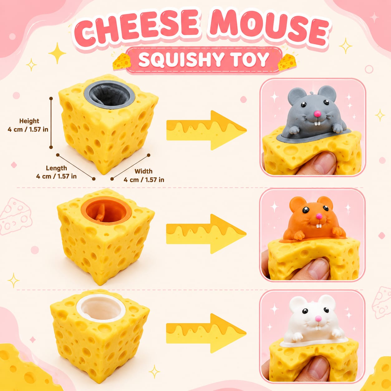 Cheese Mouse Squishy Pop-Up Surprise