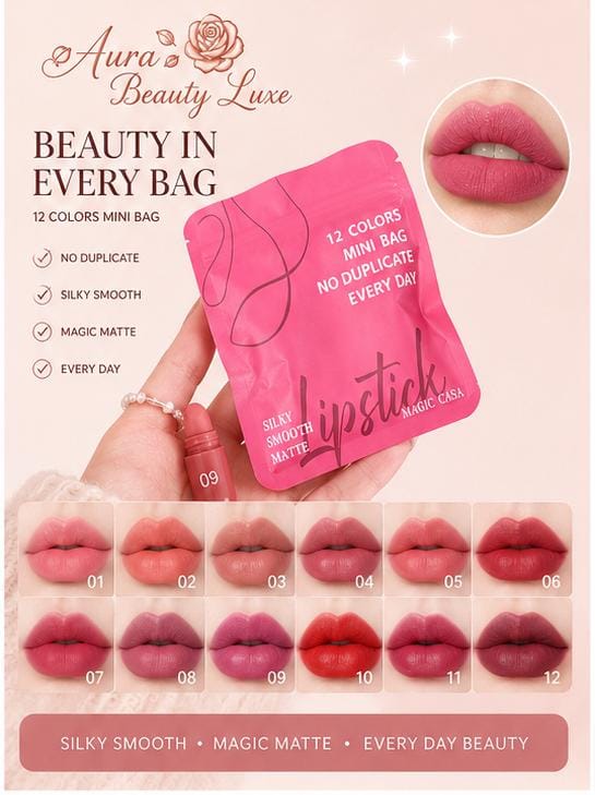 Aura Luxe 12-Shade Moisturising Mini Lipstick Set