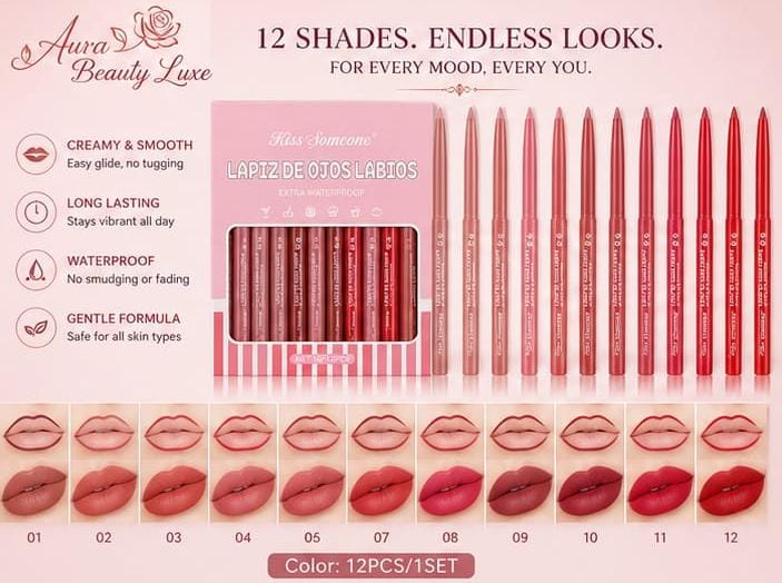 Exquisite Lip Liner Set – 12 Stunning Shades