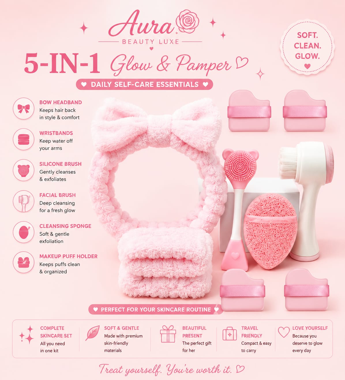 5-in-1 Glow & Pamper Daily Self-Care Set